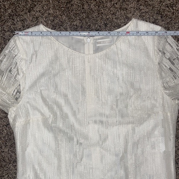 ST. EMILE WHITE SHEER OVERLAY DRESS Sz 10 Very versatile in excellent condition. - Picture 5 of 13